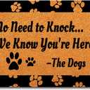 FunXiLin Funny Welcome Doormat(23.6 x 15.7 inch) Non-Slip mat Gift mat Personalized Home Decor mats for in Door Kitchen Entrance Rugs and Mats (No Need to Knock... We Know You're Here)