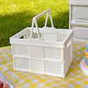 Collapsible Picnic Basket - Foldable, Spacious, Carry Handle Camping Essential - Big