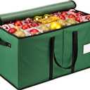 Mrrihand Christmas Ornament Storage Box, Ornament Storage Container with 8 TraysXmas Decoration Organizer Keeps 128 Holiday Ornaments 3Inch, Dual Zipper Closure, 600D TearProof（Green）