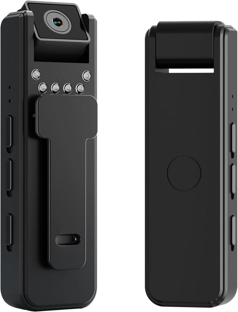 1080P Mini Body Camera Video Recorder, Small Pocket Body Born Cam Wearable Camcorder, Personal Protable Camera with Clip & Night Vision for Home, Office, Security, Work Records (No WiFi No App)