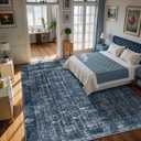 10x12 Area Rugs for Living Room, Non Slip Washable Rugs Large Rug Indoor Carpet, Durable & Soft Vintage Rug for Bedroom Dining Room Home Office Decor, Navy Blue