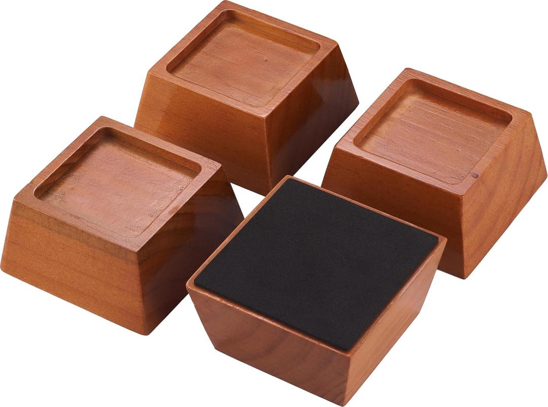 Premium Pine Wood 2-Inch Furniture Risers Heavy-Duty, 2000 Lb Capacity, Floor Protectors, Easy to Install, Versatile for Beds, Sofas, & More