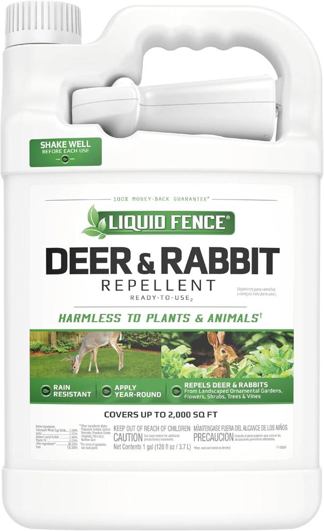 Liquid Fence Deer And Rabbit Repellent Ready-To-Use, Apply Year-Round, 1 Gallon