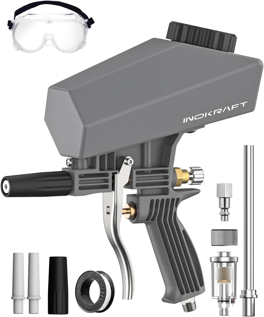 Inokraft Leak-Proof Portable Sand BlasterGun Kit with Oil-Water Separator & Extension Nozzle,Mini Sandblaster for Rust & Paint Removal, Compatible with Aluminum Oxide, Sand, Walnut Shell & Soda