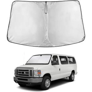 EcoNour Windshield Sunshade Compatible for Ford Econoline E-Series 1992-2024 2025 2026, Van & Motorhome E-150 250 350 450 Sun Visor for Front Window Sun Shade Cover, UV Heat Blocker, Car Accessories