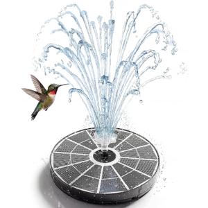 AISITIN 3.7W Solar Bird Bath Fountain Upgraded 6.3" Solar Glass Panel, Solar Powered Fountain Pump with Integrated Bracket & Storage for Bird Bath, Pond, Garden, Aquarium and Outdoor