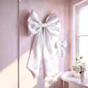 White Bow Decor 2 Pack,Large & Small White Coquette Room Backdrop Wall Decor for Valentine's Day Bachelorette Bridal Shower Wedding Birthday Christmas Decorations