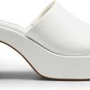 DREAM PAIRS High Chunky Platform Heels for Women Fashion Comfort Slip on Square Open Toe Block Heel Sandals size 7.5 (White)