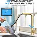 Tall Stainless Steel Kitchen Faucet with Pull Out Sprayer, 360° Swivel Sink Faucet Single Handle Classic Pull Out Sink Faucet for Farmhouse Bar Laundry RV