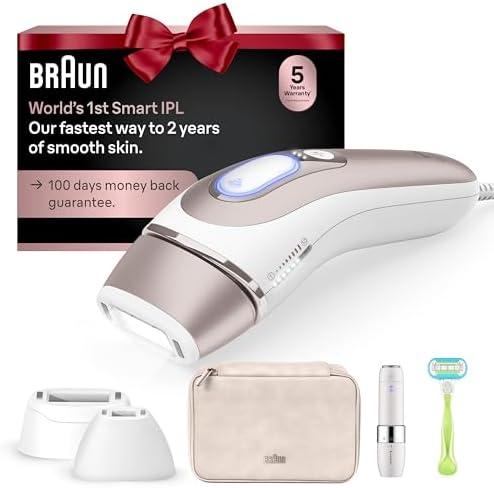 Braun Smart IPL, Skin i·Expert Pro 7: at Home Laser Hair Removal for Women and Men, Permanent Visible Hair Reduction, with Free App, Vanity Case, Venus Razor, 2 Smart Heads, Facial Trimmer, IPL7219