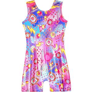 Domusgo Gymnastics Leotards for Girls Sparkly One Piece Sleeveless Tumbling Unitards (5-6 Years, Pink Purple Green)