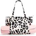 WLLWOO WLLWOO Yoga Bags for Women with Yoga Mats Bags Carrier Carryall Canvas Tote for Pilates Shoulder for Travel Office Beach Workout (leopard)