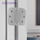 3.5" Self-Closing Stainless Steel Hinges,3-1/2 inch x 3 1/2 Inch Heavy Duty Spring Loaded Automatic Adjustable to Close Door Hinges Hardware with 5/8" Round Corner (Silver-2 Pack)