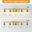 5 Light Gold Bathroom Vanity Light, Bathroom Light Fixtures, 31" Modern Brushed Gold Vanity Lighting Fixtures for Bathroom Over Mirror, Gold Sconces Wall Lighting for Bedroom