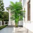 6FT Artificial Palm Tree - Tropical Faux Golden Cane Palm Tree UV Resistant Tall Fake Plant Indoor with Black Pot for Home Office Living Room Indoor Outdoor Decor Housewarming Gift