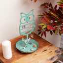 NIKKY HOME Earring Holder Stand Hanging Organizer Metal Jewelry Tree Cute Owl Ear Stud Holder Table Top Tower Rack with Ring Tray for Women Girls (134 Holes), Teal