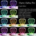 Qianwei Romantic Gifts for Wife from Husband with Colorful Led Base Wife Gifts from Husband Heart Crystal Unique Gifts for Wife Anniversary Birthaday Christmas Gifts Valentine's Day for Wife