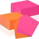 120 Pcs Pink And Orange Paper Napkins 5”x5” Cocktail Napkins Beverage Napkins Pink Luncheon Napkins Disposable Colors Paper Napkins For Tequila Sunrise Bachelorette Party Birthday Baby Shower