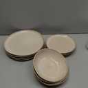 AmorArc Ceramic Dinnerware Sets for 4, 12Pcs Plates and Bowls Sets Dishes | Stoneware Handmade Reactive Glaze Dinner Set, Highly Scratch Resistant | Dishwasher & Microwave Safe Dishware-Cappuccino