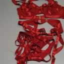 Kaei&Shi Strappy Harness, All Adjustable, Underwire Racerback, 4pc Garter Set (X-Large, Burgundy)