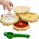 Margarita Salt Rimmer Set, 3 Tier Bamboo Glass Rimmer with Citrus Juicer, Bar Accessory Spice Container for Bartender, Drinks, Cocktail, Bloody Mary