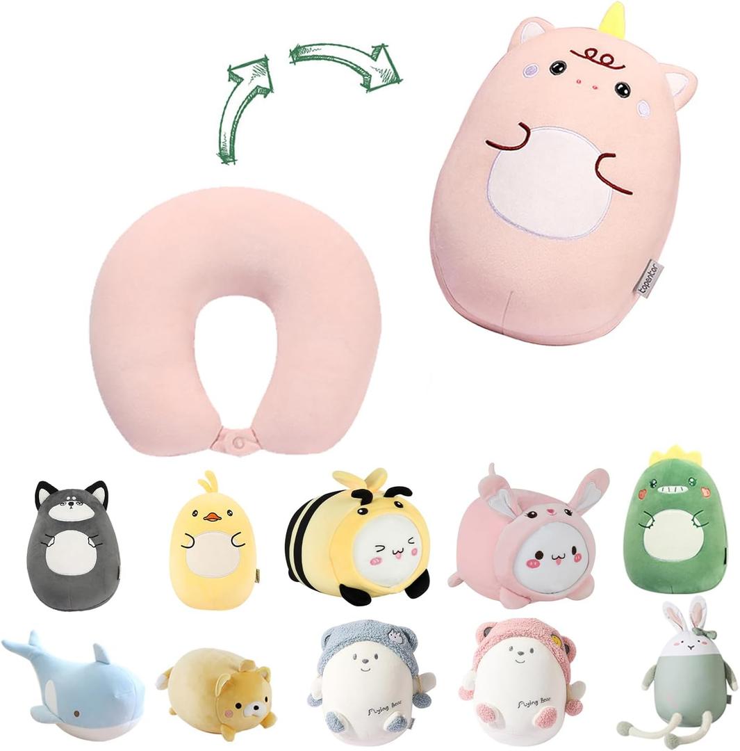 Kids Travel Pillow - 2-in-1 Deformable Kids Neck Pillow for Traveling, Soft U-Shaped Pillow with Adorable Animal Design, Comfy Sleep and Play, Ideal for Airplanes and Cars - Pink Unicorn Kids Travel Pillow - 2-in-1 Deformable Kids Neck Pillow for Traveling, Soft U-Shaped Pillow with Adorable Animal Design, Comfy Sleep and Play, Ideal for Airplanes and Cars - Pink Unicorn