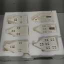 Leinuosen Set of 6 White Ceramic Christmas Village Houses Tabletop 5.1" Small Porcelain Winter Town Figurines for Farmhouse Rustic Xmas Tree Ornaments Holiday Centerpiece Mantel Shelf Decorations