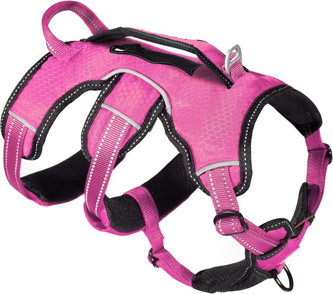 Tuff Pupper Escape Proof No Escape Dog Harness | 5 Point Adjustable Fit Harness for Dogs | Padded Dog Harnesses | Handle Dog Lift Harnesses (Small, Hot Pink)
