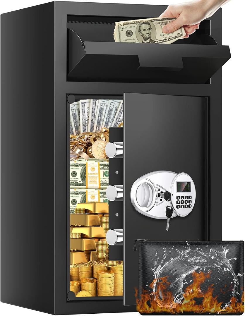 6.0 CU FT Extra Large Drop Safe for Business, Anti-Theft Money Drop Slot Safes with Digital Keypad and Spare Keys, Heavy Duty Depository Safe for Home Office Retail Store Business Mail Church