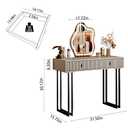 Ieejdn Dark Grey Vanity Desk with Mirror and Lights,Small Makeup Vanity with 2 DrawersModern Makeup Table with Adjustable Cabinet for Bedroom,Makeup Room