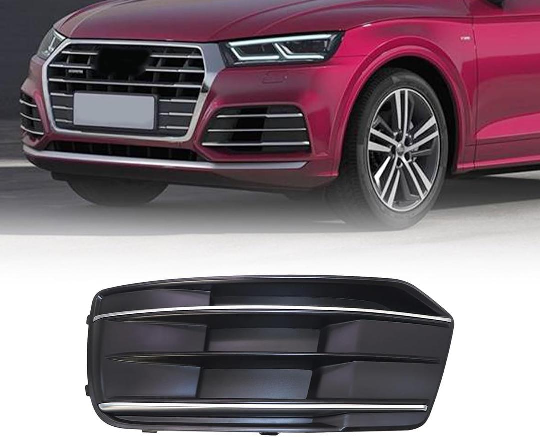 XQSMWF Front Bumper Fog Light Grille Chrome Bezel Insert Left Driver Side Compatible With Audi Q5 2018-2020# 80A807679DRU6 80A807245