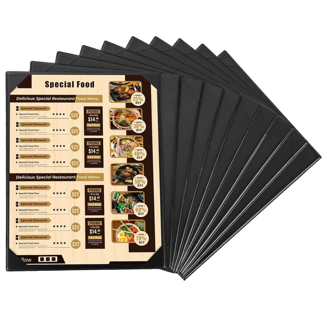 2 x MAOPINER 10PCS 8.5"x11" Menu Cover,Single Restaurant Menu Cover,Menu Holder