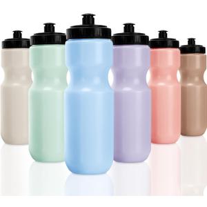 Nitial 24 Pcs Sports Water Bottles Bulk 22 oz Squeeze Reusable Sports Water Bottles Blank Plastic Water Bottles with Pull Top Cap for Adults Sports Fitness Bike, Dishwasher Safe