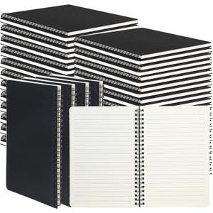 miikoul 60 Packs A5 Spiral Notebooks, Black Ruled Notebooks Bulk, 8.3"5.5", 60 Sheets/120 Pages, Hardcover Lined Journal Notepad Travel Notebooks for Office and Back to School Supplies