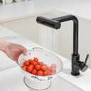 Kitchen Faucet with Pull Down Sprayer Black Waterfall Single Hole Single Handle Stainless Steel Kitchen Sink Faucets