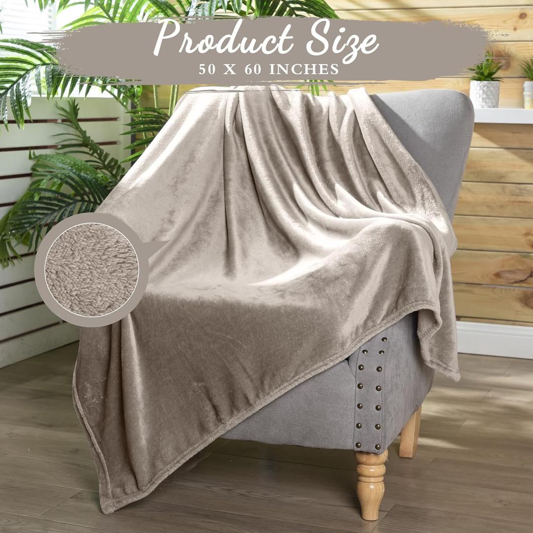 Tinideya 6 Pcs Flannel Fleece Throw Blanket Bulk 50 x 60 Inch Soft Fleece Blanket Warm Throw Blanket Coral Blankets for Couch Sofa Home Wedding Gifts Season (Camel Color)