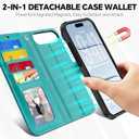 TUCCH Detachable Case Wallet for iPhone Air (6.5") 2025, Wrist Strap | 4 Card Slots RFID Blocking | Wireless Charging | Stand | 2-in-1 Magnetic | PU Leather | Shockproof Folio Cover | Cyan