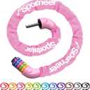 Sportneer Bike Lock: 5 Digit Combination High Security Anti Theft Bike Chain Lock - 3.2/3.6/4ft Heavy Duty Keyless Bicycle Lock for Bike, Motorcycle, Scooter, Door & Gate - 4/6mm Thick, Easy to Use (Pink)