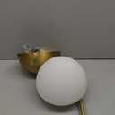 LMS Modern Pendant Lighting Gold Globe Pendant Light Fixture, Mid Century Chandelier One Light Hanging Fixture for Kitchen Island, Adjustable Indoor Lighting for Dinning Room Bedroom, LMS-187 (8" White Glass, 1 pack)