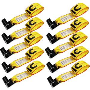 Roll Off Container Winch Strap with Flat Hook,4 Inch x 5 Feet, Heavy-Duty Cargo Straps for Flatbed Trailer with Flat Hook and Sewn Loop End to Secure and Easy Fixation,10-Pack