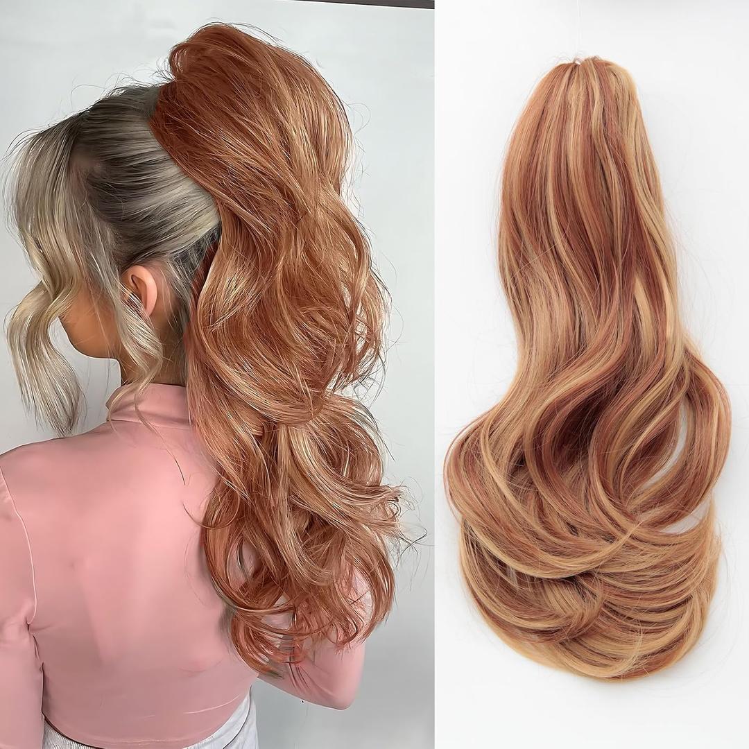 DAXSRXI Claw Clip Ponytail Extension, Clip in Ponytail, 14 Inch, P30A/27