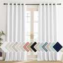 NICETOWN 100% Absolutely Blackout Linen Curtains with Thermal Insulated Liner, Greyish White, 62" Wide, 84" Length Energy Saving Curtains for Living Room 2 Panels Set, Vertical Blinds