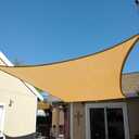 KANAGAWA Sun Shade Sail 16'x16' Sand Rectangle UV Block Canopy Awning Shelter Fabric Cloth Screen for Outdoor Patio Garden Backyard Activities