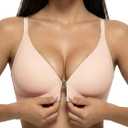 Front Closure Bras for Women Magnetic Deep V Bra Racerback Wireless Seamless Bralettes Comfy No Underwire Jelly Bra (Beige, S)