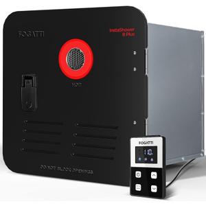 FOGATTI RV Tankless Water Heater, with 15 x 15 inches Black Door and Remote Controller, DC 12V, Best High Altitude Performance, Ideal for RVers' Everyday Use, InstaShower 8 Plus, Gen 2