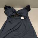 Charmo Ribbed Maternity One Piece Swim Dress Pregnancy Swimsuit with Built-in Bottom Swimwear Twist Front Skirt Bathing Suit, Navy, L