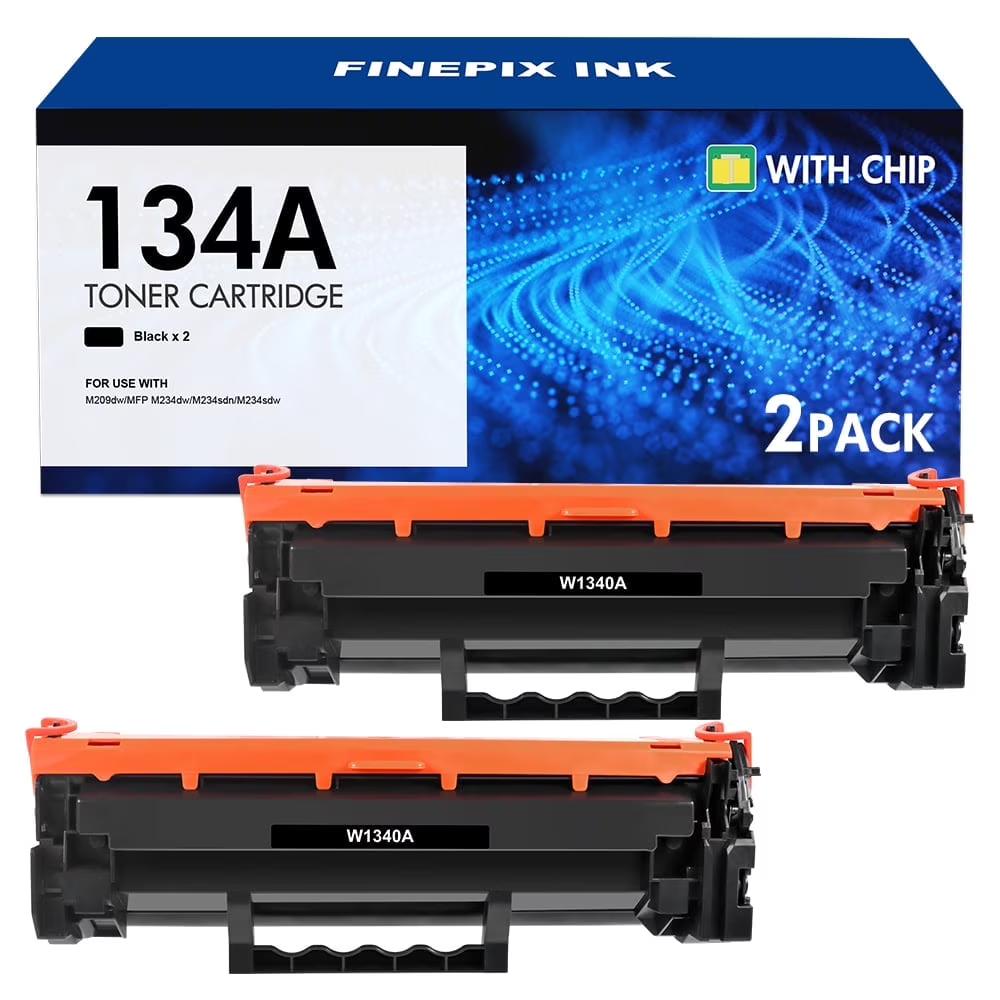 134A W1340A Black Toner Cartridge Set 2-Pack High Yield with Chip Replacement for HP 134A W1340A 134X W1340X Toner Cartridge Compatible with HP Laserjet M209dw MFP M234dw M234sdw M234sdn Printer Ink