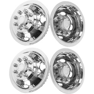 16 Wheel Simulators,8 Lug Stainless Steel RV Hubcaps,Polished Surface,Snap On Wheel Cover Compatible with1974-2000 GMC 3500, 1974-1998 Ford F350, 2008-2025 E350/E450 Van, 1974-1999 Dodge Ram 3500