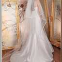 Unsutuo 2 Tiers Bride Wedding Veil Ivory Ribbon Cathedral Veil Bridal Veil for Women, One Size