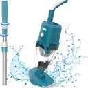 2024New Handheld Pool Vacuum, Cordless Rechargeable Pool Cleaner for Above Ground & In-Ground Pools, Spas and Hot Tub for Sand and Debris, 90 Mins Running Time, 1.5 Liter Filter, Blue